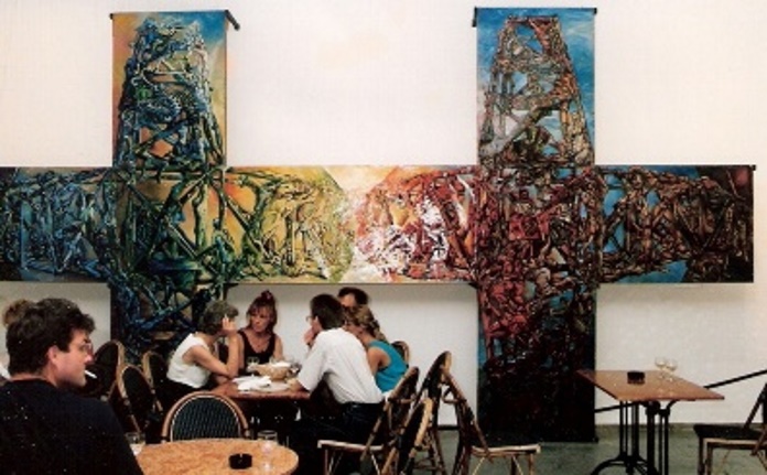 1992.07.01 'die brücke' Podewill Berlin-Mitte, óleo,papel, 650x350cm