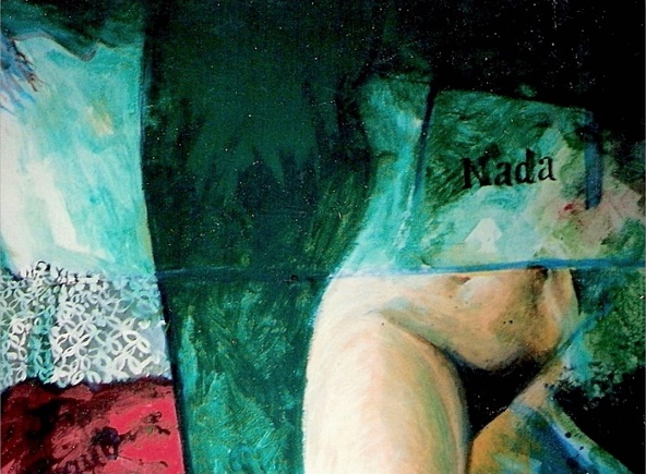 1993 'dela' Binder, Leinen 110 x 100cm (Verkauft)