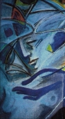 4 'Im Blauen' Binder,Leinen 40x80cm (Verkauft) 2003